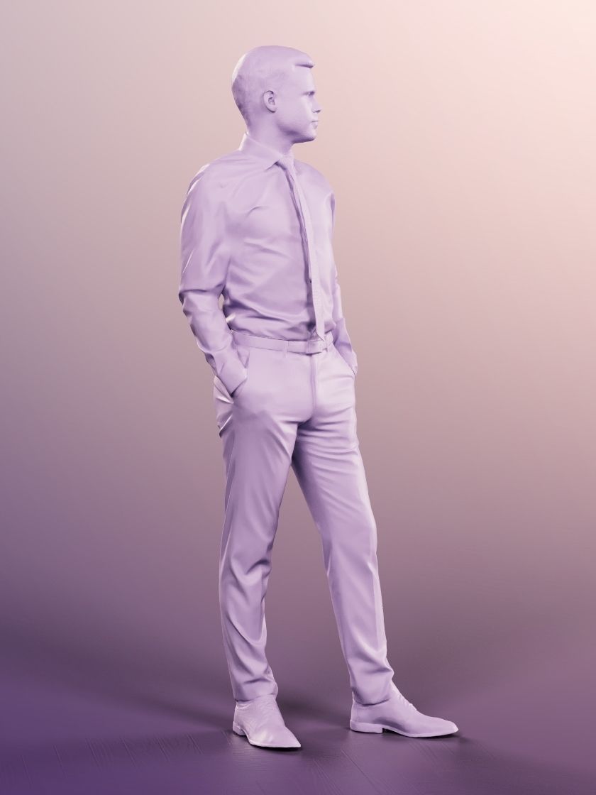 Fabian 12030 - Standing Business Man Low-poly 3D model_5