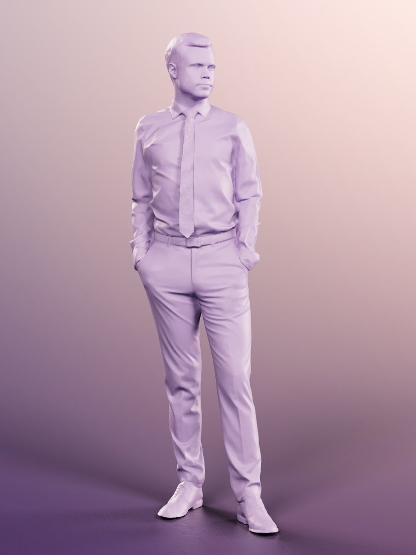 Fabian 12030 - Standing Business Man Low-poly 3D model_4