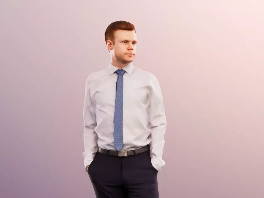 Fabian 12030 - Standing Business Man Low-poly 3D model_0
