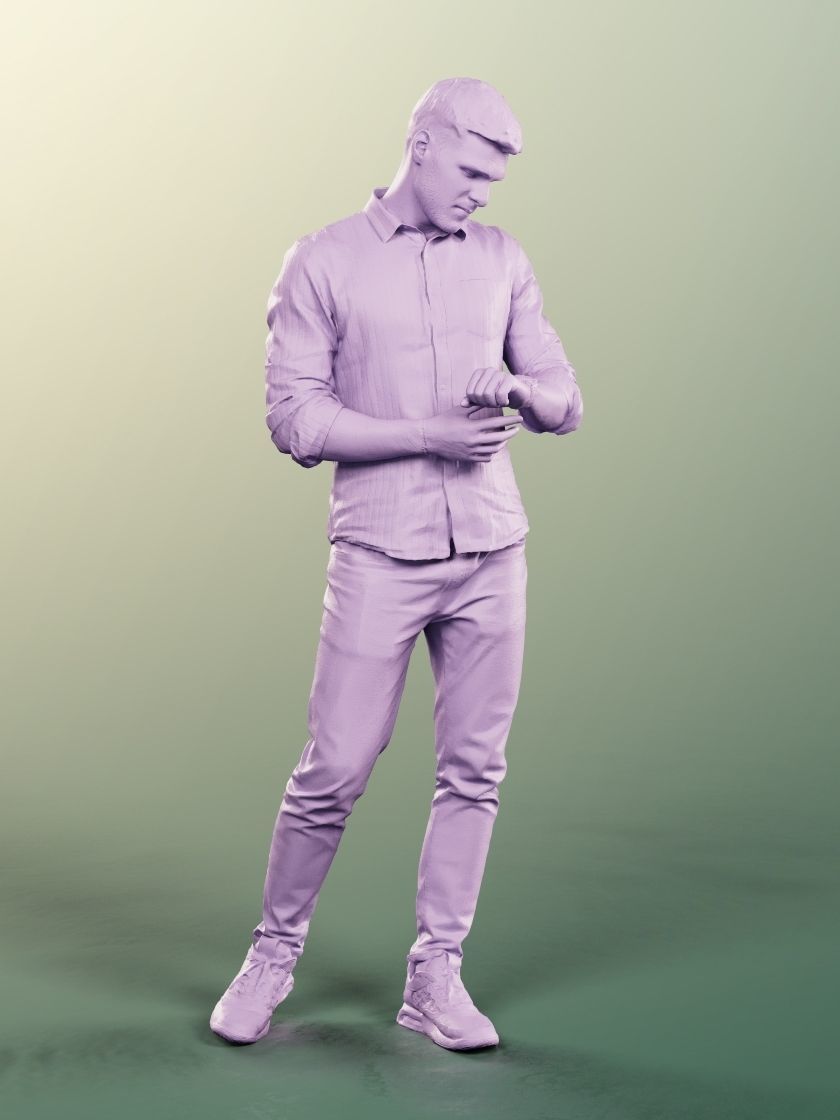 Scott 11994 - Standing Man With Watch Low-poly 3D model_5