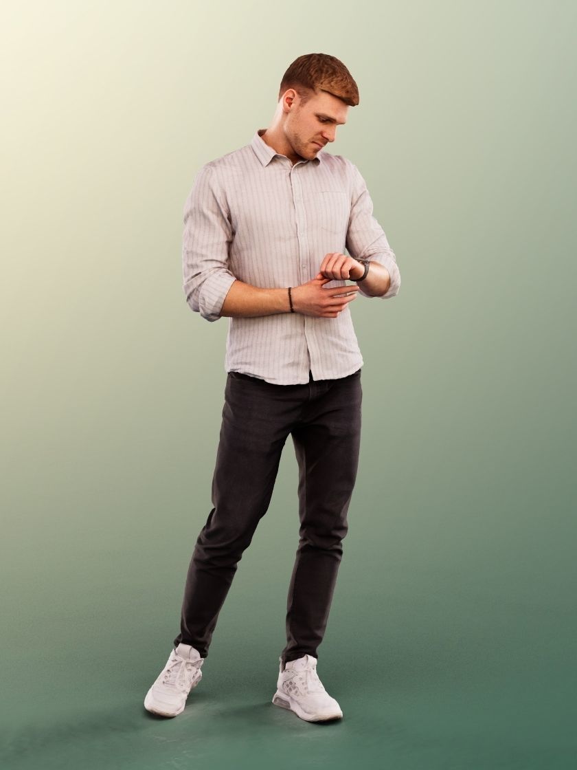 Scott 11994 - Standing Man With Watch Low-poly 3D model_3