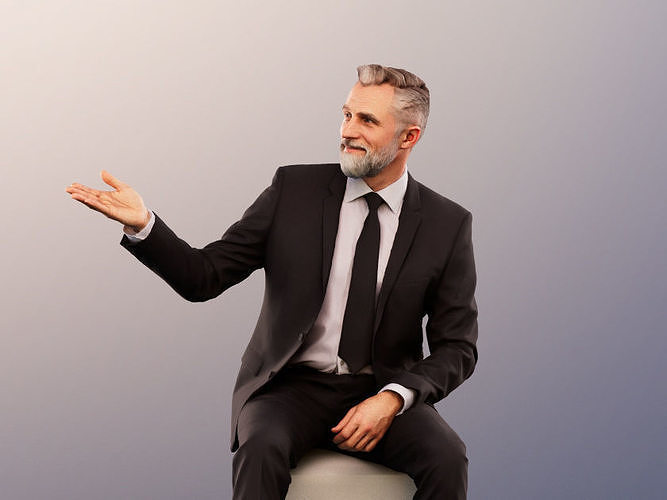 Alex 11839 - Sitting Business Man Talking Low-poly 3D model
