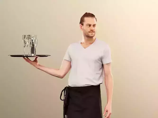 Milo 11467 - Waiter With Tray Low-poly 3D model
