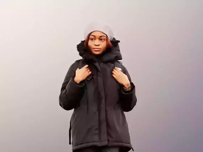 Iona 11464 - Black Woman Walking In Winter Outfit