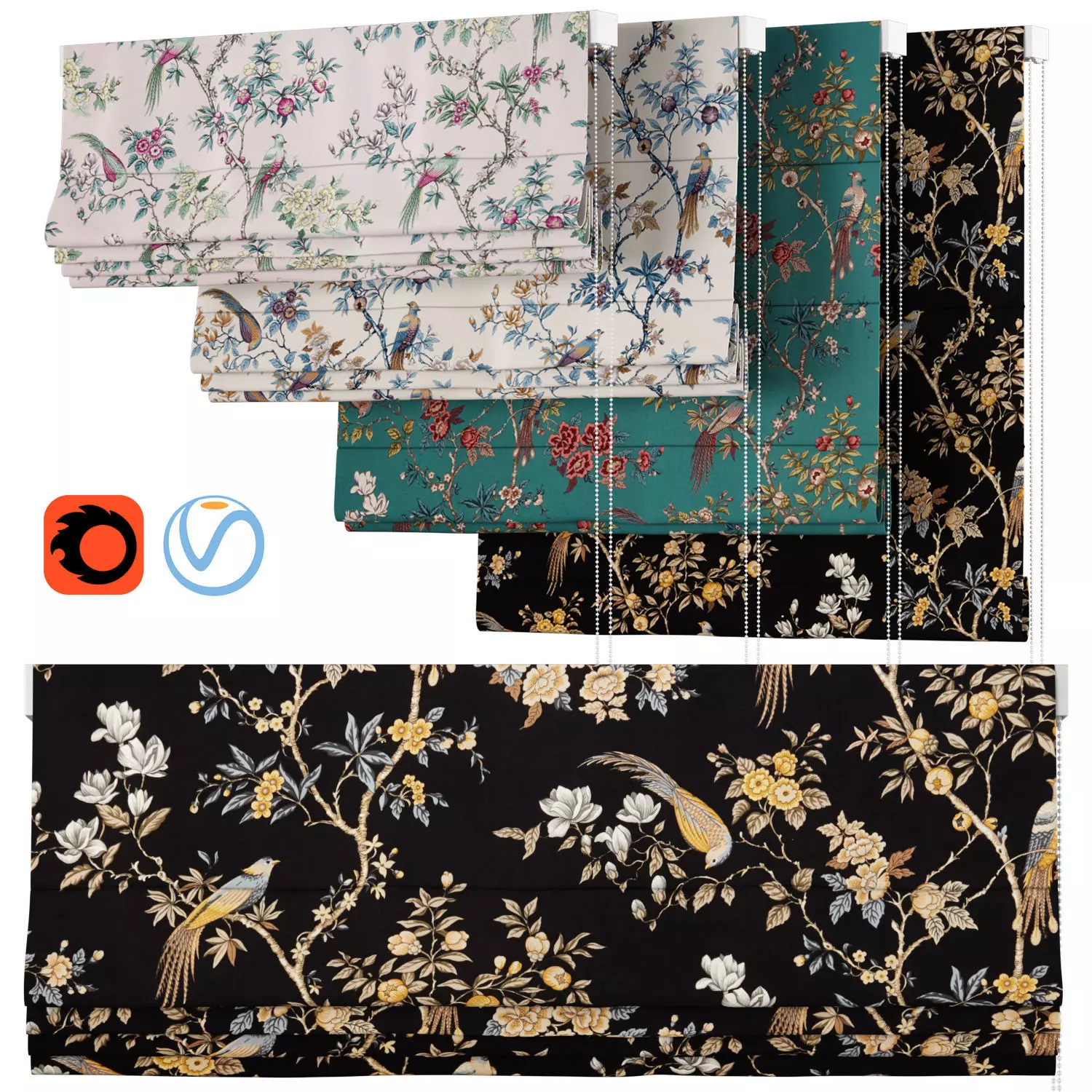 Roman Curtains 141 ORIENTALIS DELFT ROMAN BLIND 3D model