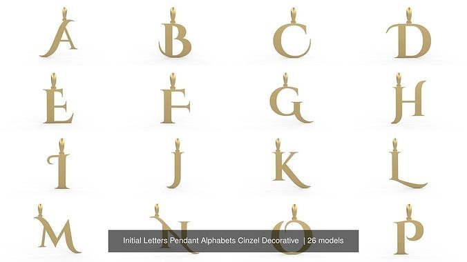 Initial Letters Pendant Alphabets Cinzel Decorative  3D Model Collection