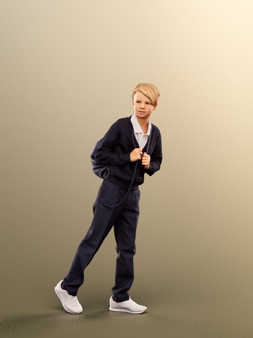 Markus 12492 - Walking Schoolboy With Backpack Low-poly 3D model_2