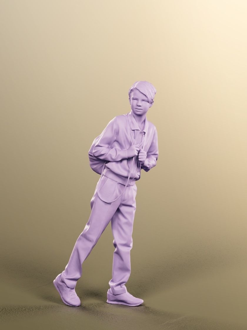 Markus 12492 - Walking Schoolboy With Backpack Low-poly 3D model_4