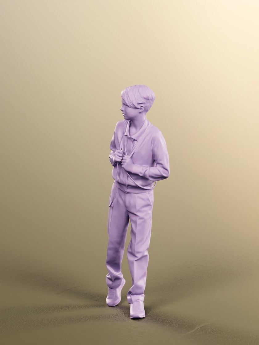 Markus 12492 - Walking Schoolboy With Backpack Low-poly 3D model_5