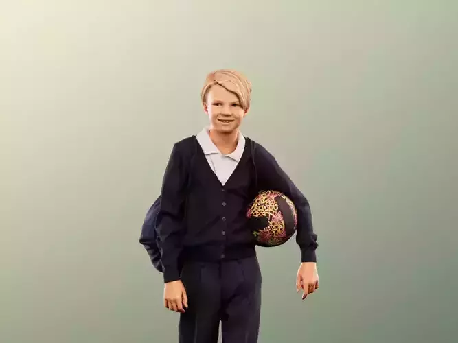 Markus 12491 - Standing Schoolboy With Ball Low-poly 3D model Markus 12491 - Standing Schoolboy With Ball Low-poly 3D model