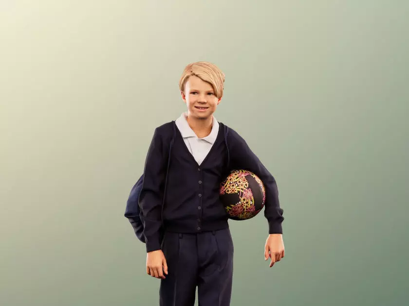 Markus 12491 - Standing Schoolboy With Ball Low-poly 3D model_0