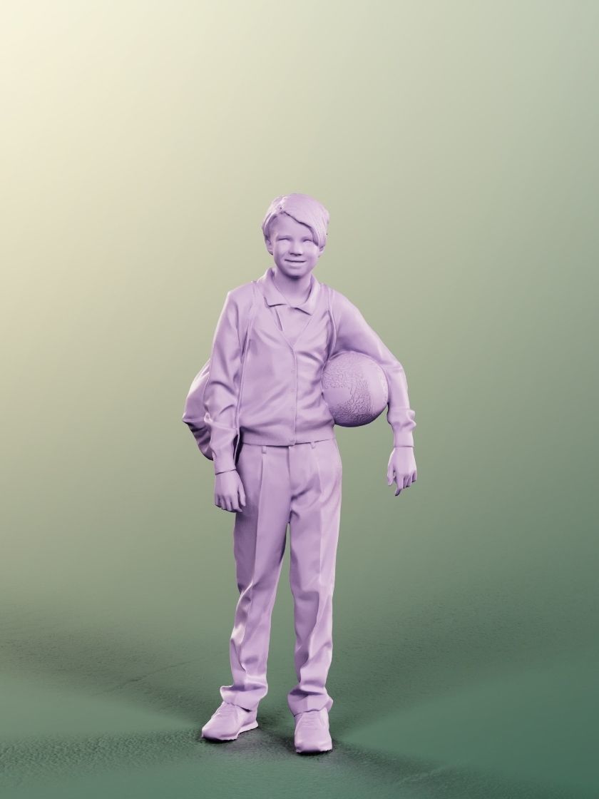 Markus 12491 - Standing Schoolboy With Ball Low-poly 3D model_4