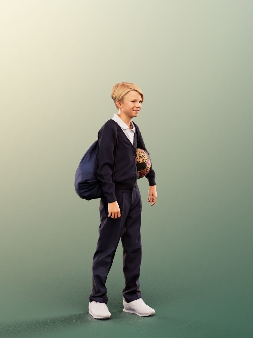Markus 12491 - Standing Schoolboy With Ball Low-poly 3D model_3