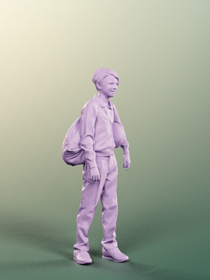 Markus 12491 - Standing Schoolboy With Ball Low-poly 3D model_5