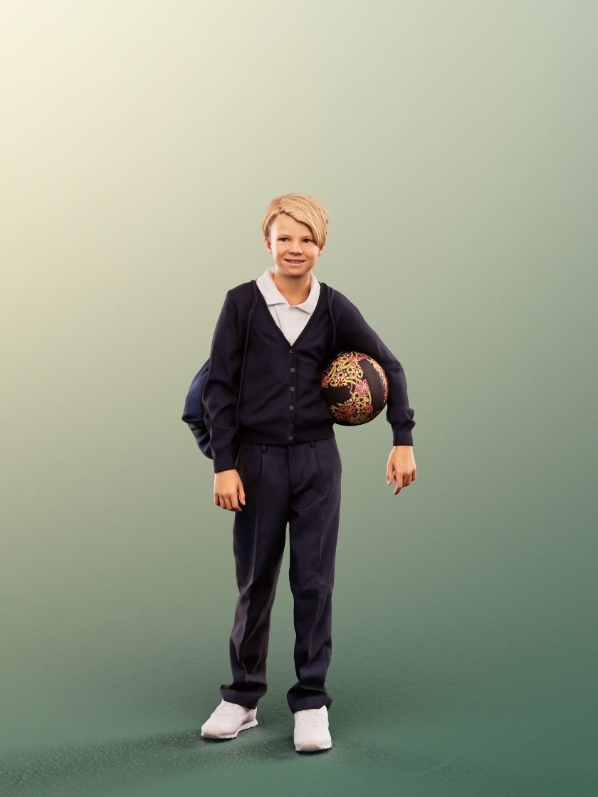 Markus 12491 - Standing Schoolboy With Ball Low-poly 3D model_2