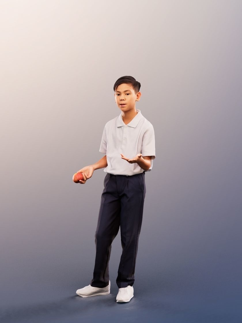 Jordan 12472 - Talking Asian Schoolboy Low-poly 3D model_2