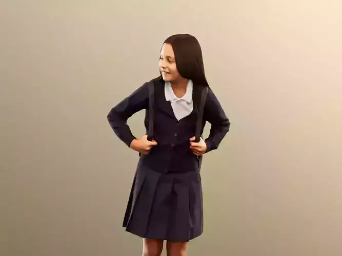 Layla 12412 - Walking Schoolgirl With Backpack Low-poly 3D model