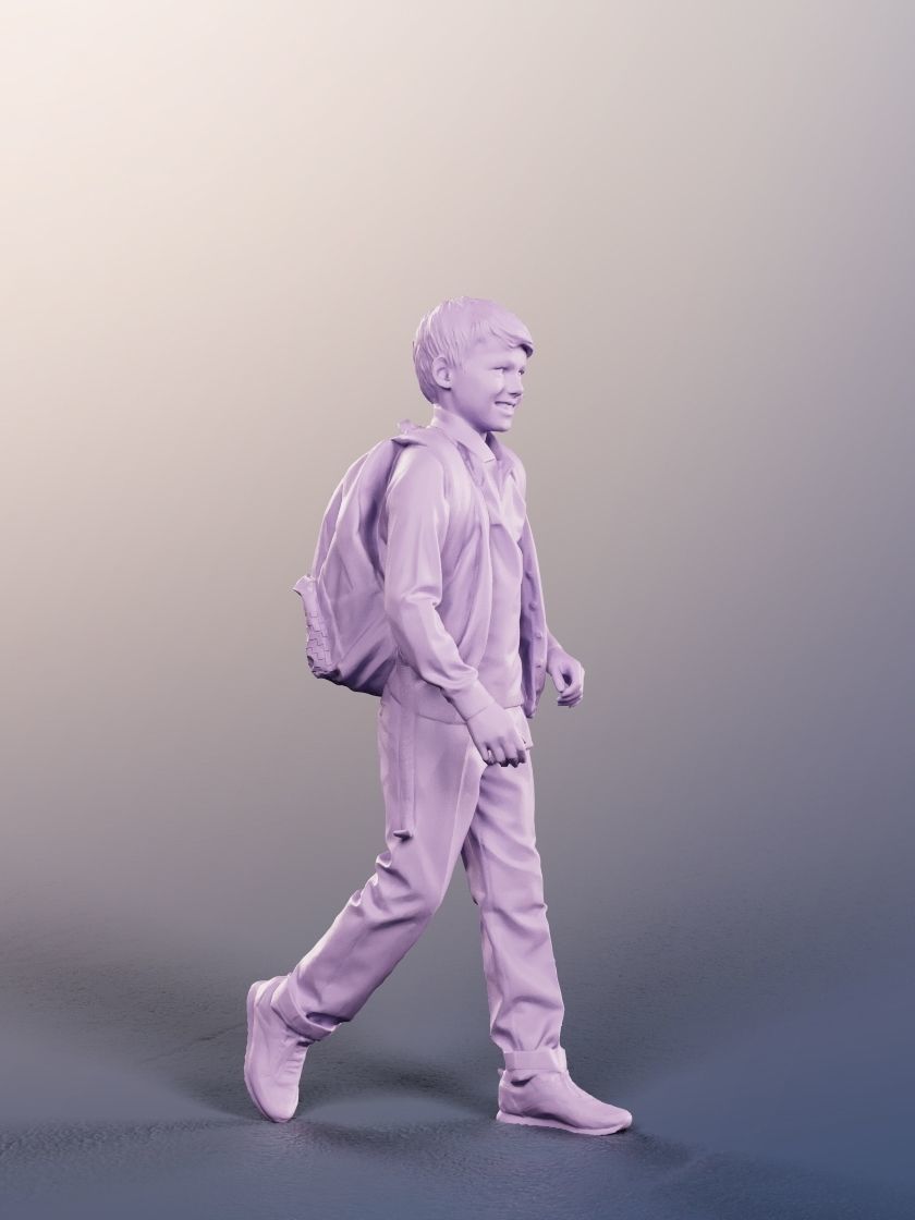Manuel 12354 - Walking Schoolboy With Backpack Low-poly 3D model_5