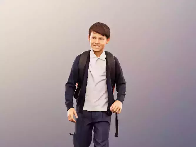 Manuel 12354 - Walking Schoolboy With Backpack Low-poly 3D model Manuel 12354 - Walking Schoolboy With Backpack Low-poly 3D model