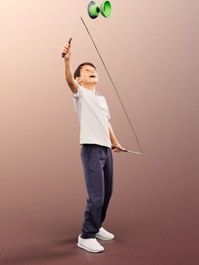 Manuel 12352 - Schoolboy Playing Diabolo Low-poly 3D model_3