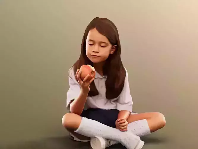 Leonie 12331 - Sitting Schoolgirl Eating