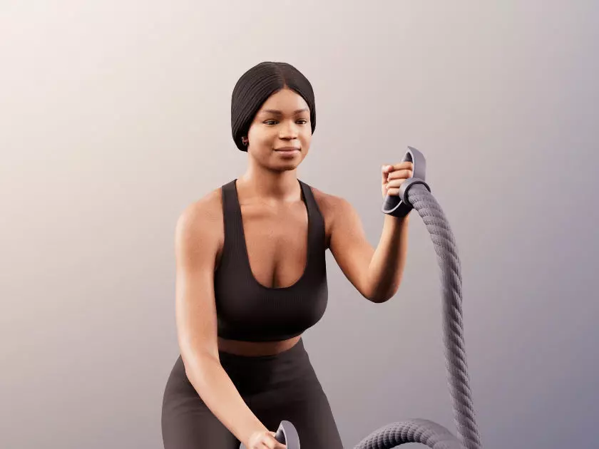 Micaela 11407 - Athletic Black Woman Making Sport Low-poly 3D model_0