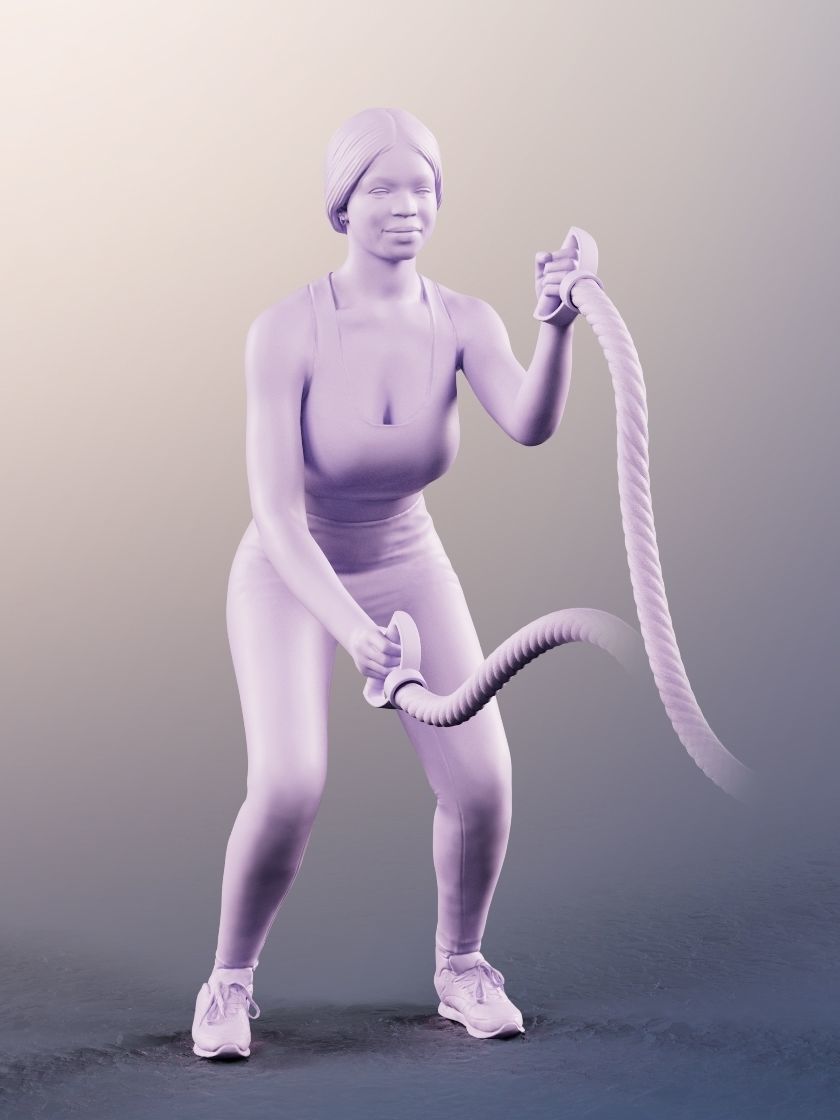 Micaela 11407 - Athletic Black Woman Making Sport Low-poly 3D model_4