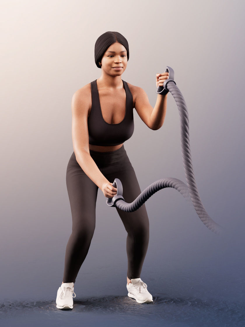 Micaela 11407 - Athletic Black Woman Making Sport Low-poly 3D model_2