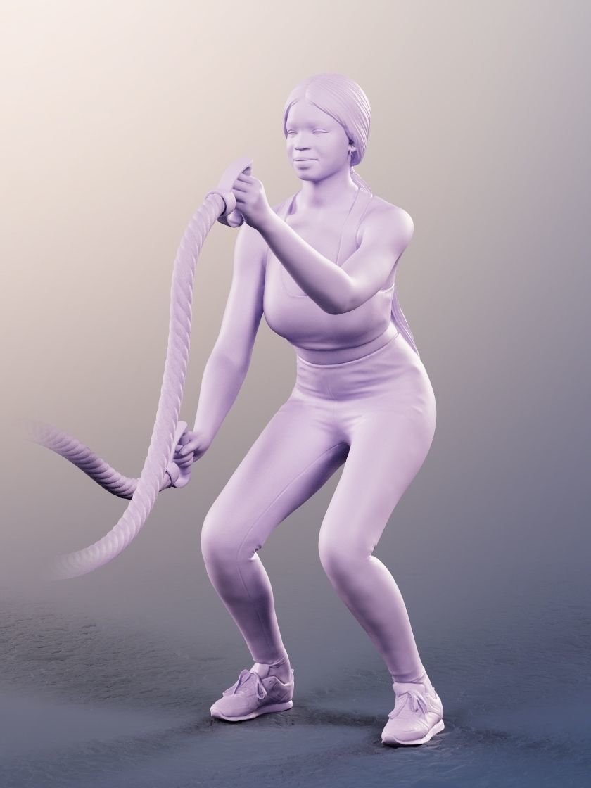 Micaela 11407 - Athletic Black Woman Making Sport Low-poly 3D model_5