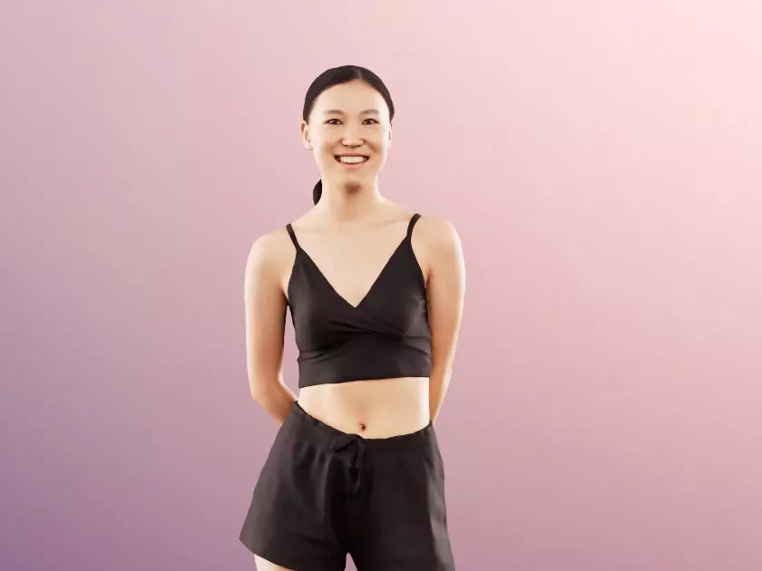 Anita 11361 - Sporty Asian Woman Standing Low-poly 3D model_0