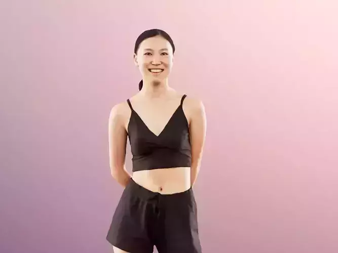 Anita 11361 - Sporty Asian Woman Standing Low-poly 3D model