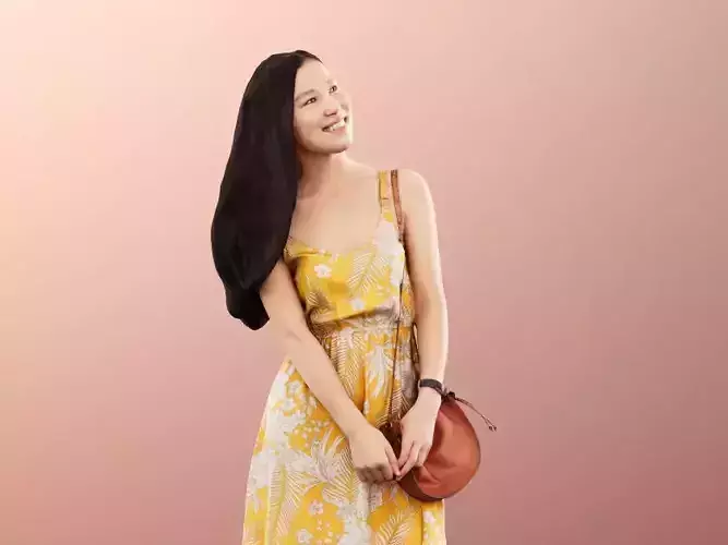 Anita 11353 - Asian Girl Standing In Summer Dress