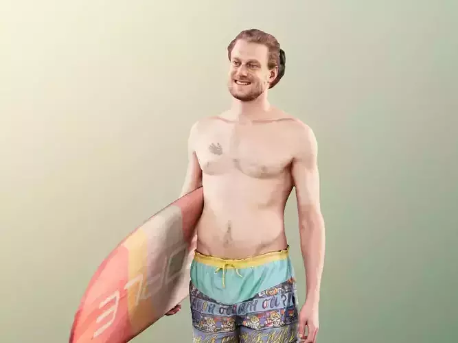 Milo 11233 - Walking Male Surfer With Surfboard