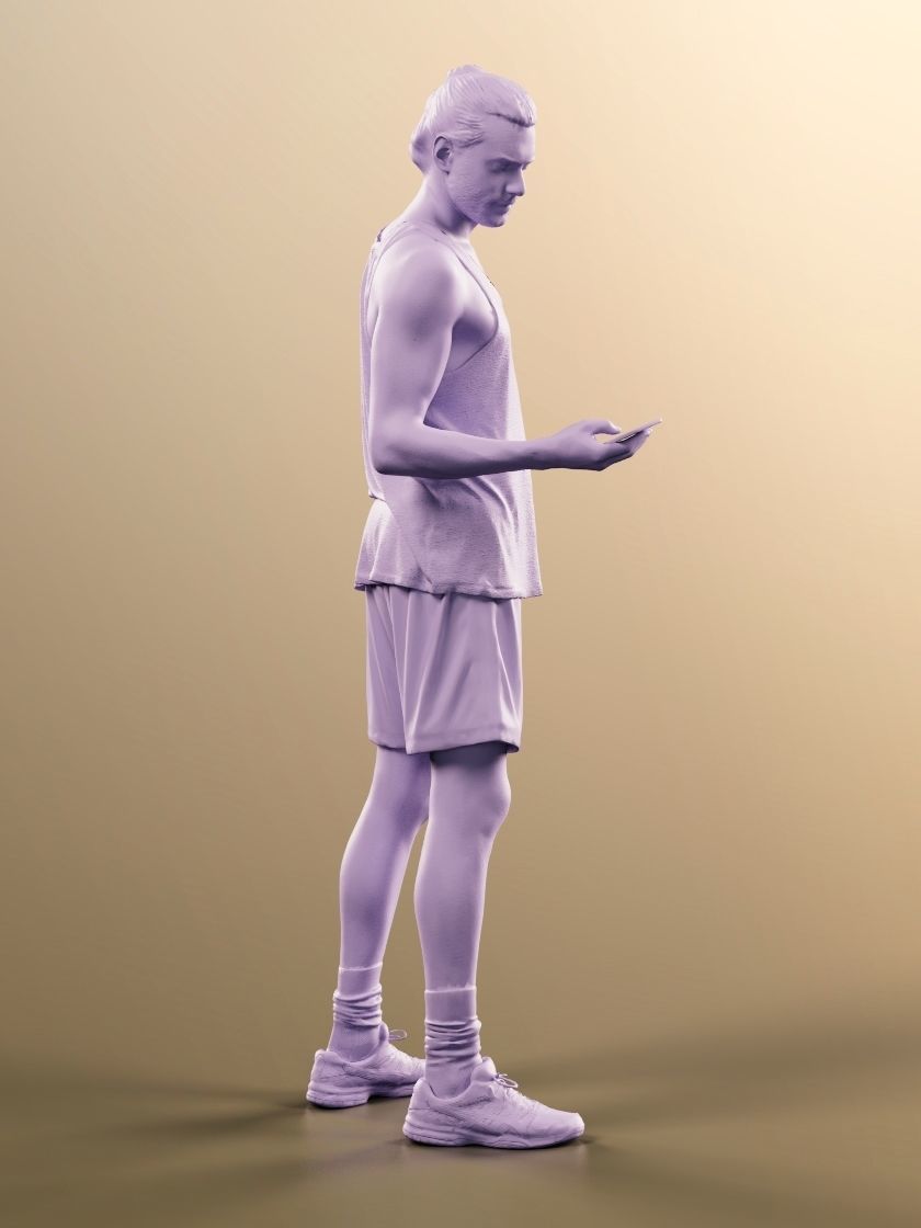 Milo 11231 - Man In Summer Outfit Checking His Phone Low-poly 3D model_5