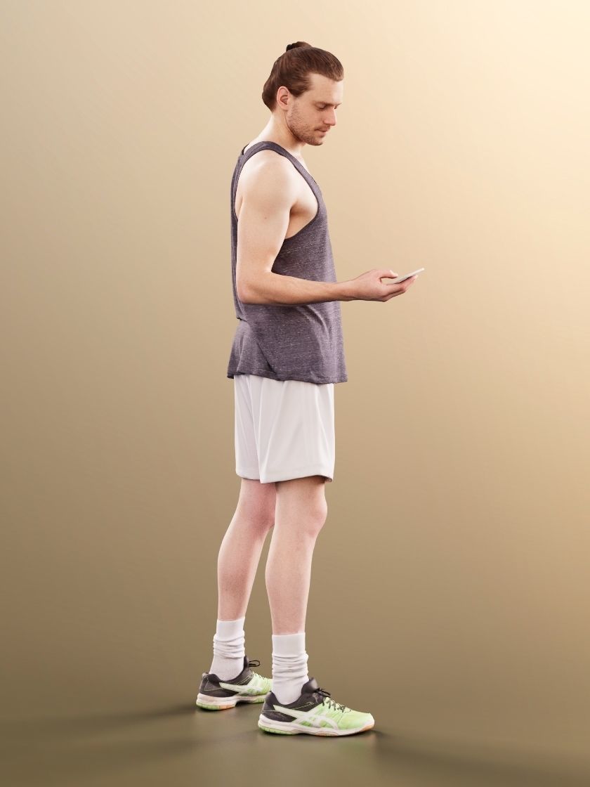 Milo 11231 - Man In Summer Outfit Checking His Phone Low-poly 3D model_3