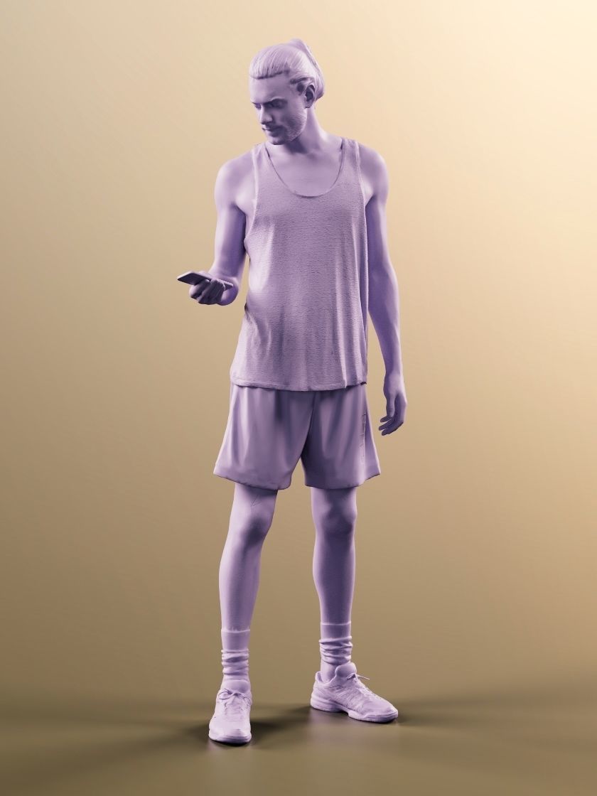 Milo 11231 - Man In Summer Outfit Checking His Phone Low-poly 3D model_4