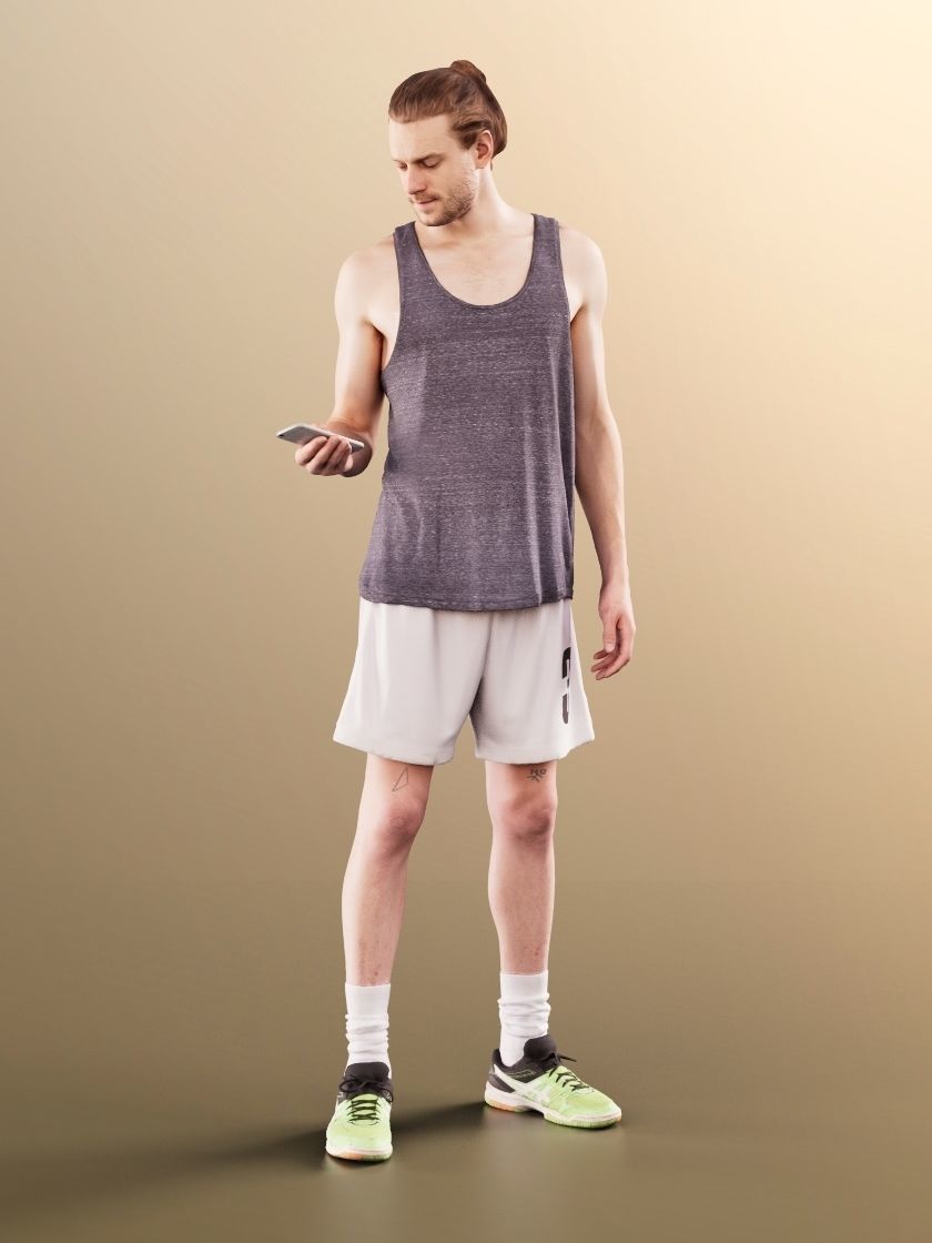 Milo 11231 - Man In Summer Outfit Checking His Phone Low-poly 3D model_2
