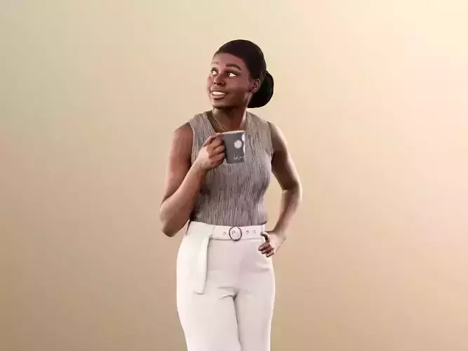 Serina 11200 - Black Woman Standing With Cup