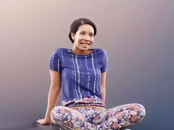 Yanelle 10966 - Sitting Black Woman In Pyjamas