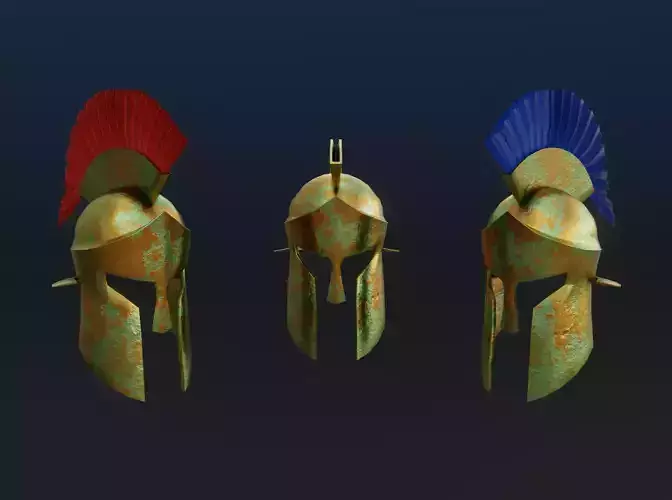 Ancient Rusted greek helmet Low-poly 3D model Low-poly 3D model
