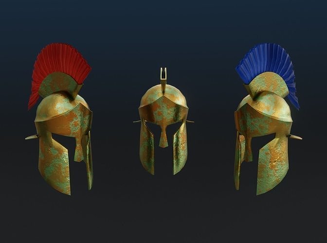 Ancient Rusted greek helmet Low-poly 3D model Low-poly 3D model