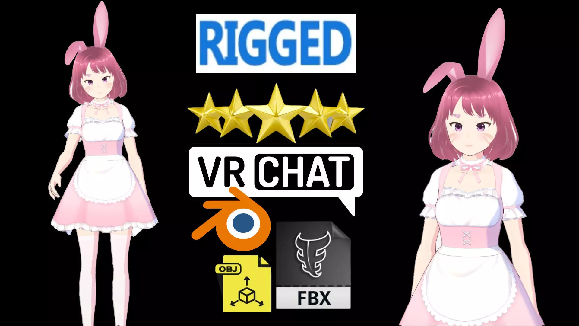 cute anime girl character - Akane Low-poly 3D model_0