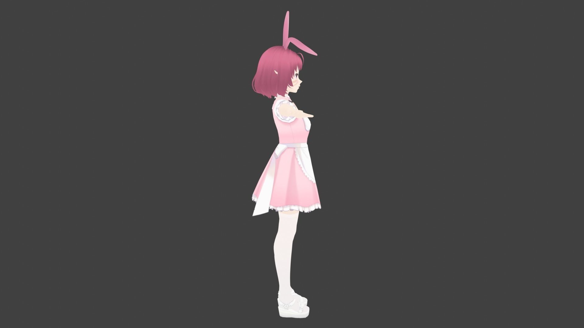 cute anime girl character - Akane Low-poly 3D model_8
