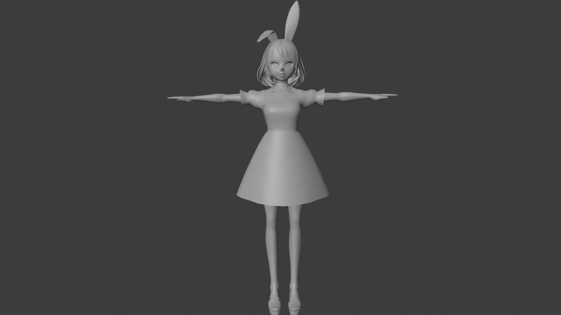 cute anime girl character - Akane Low-poly 3D model_9