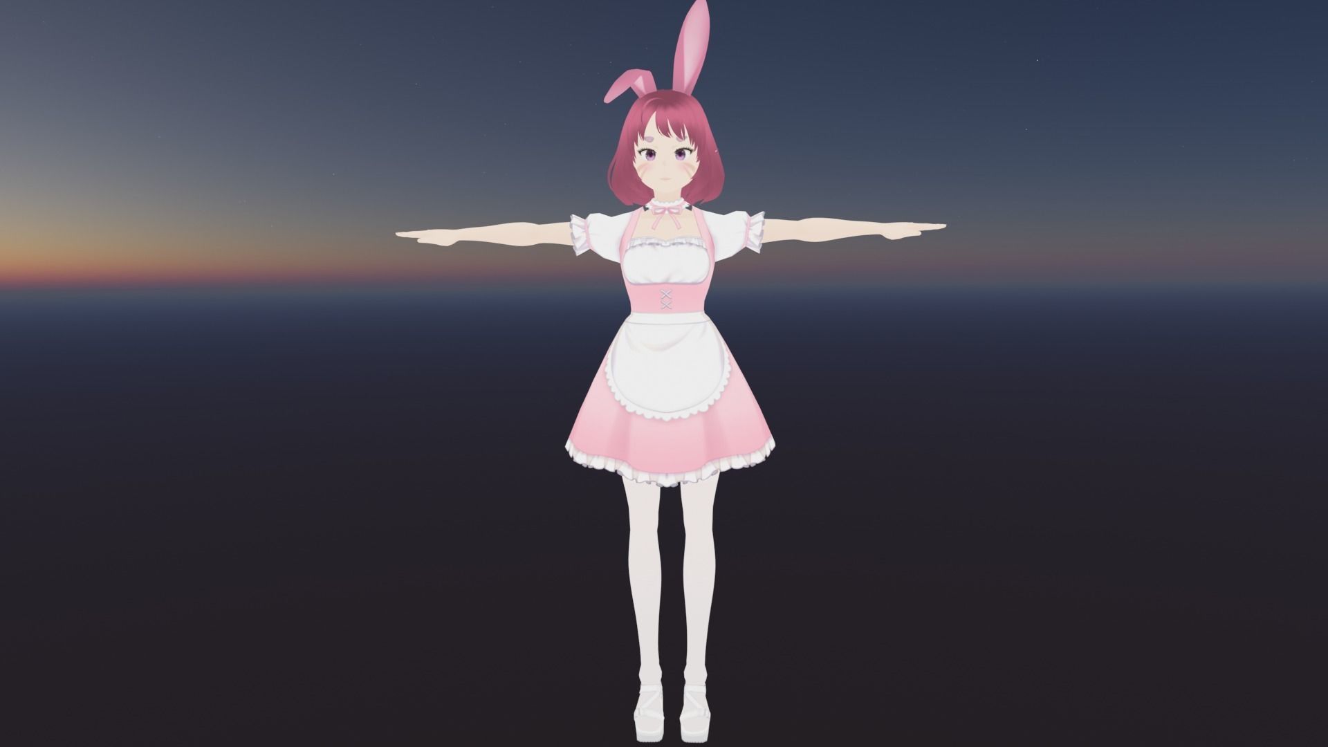 cute anime girl character - Akane Low-poly 3D model_2