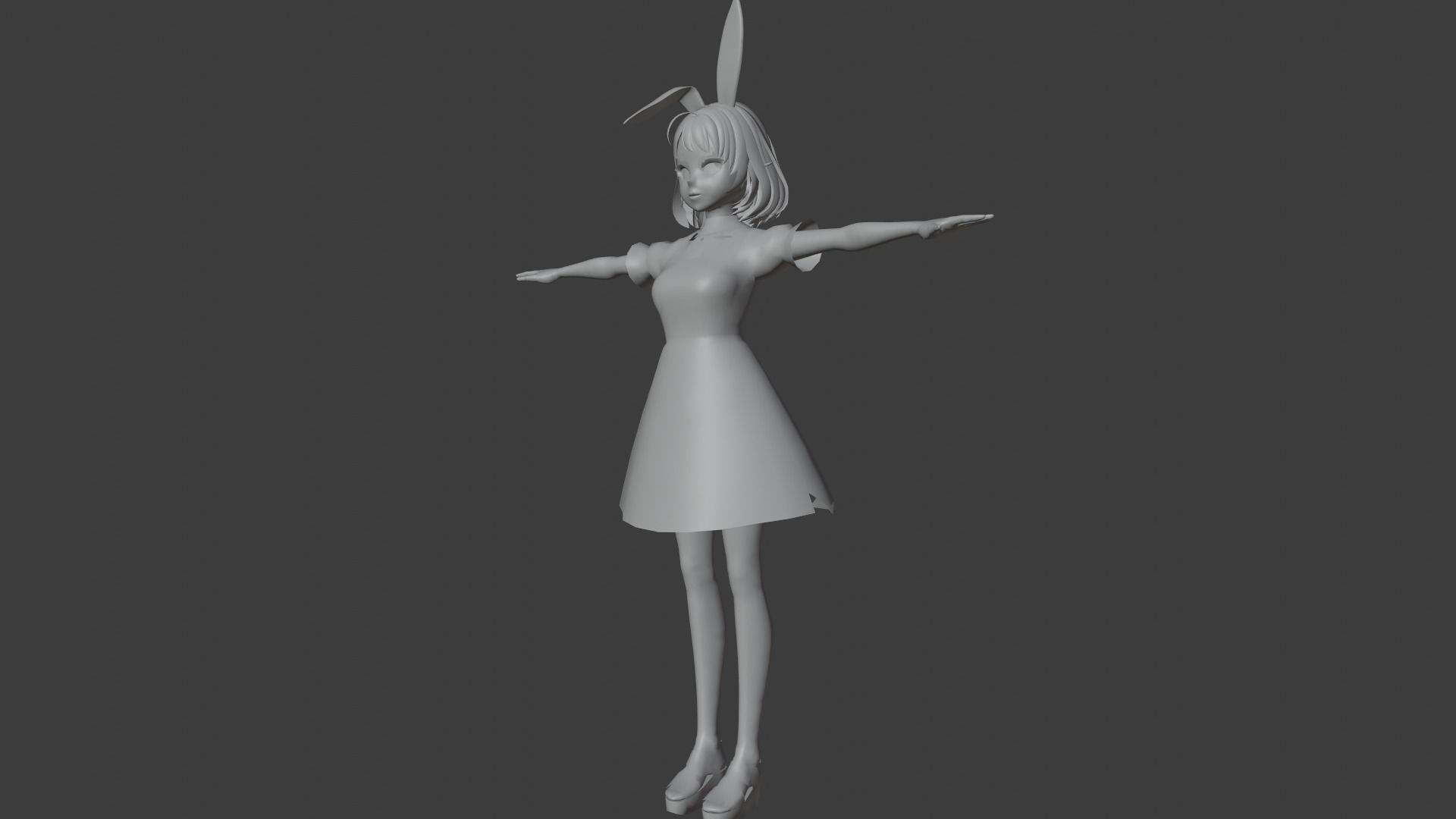 cute anime girl character - Akane Low-poly 3D model_10