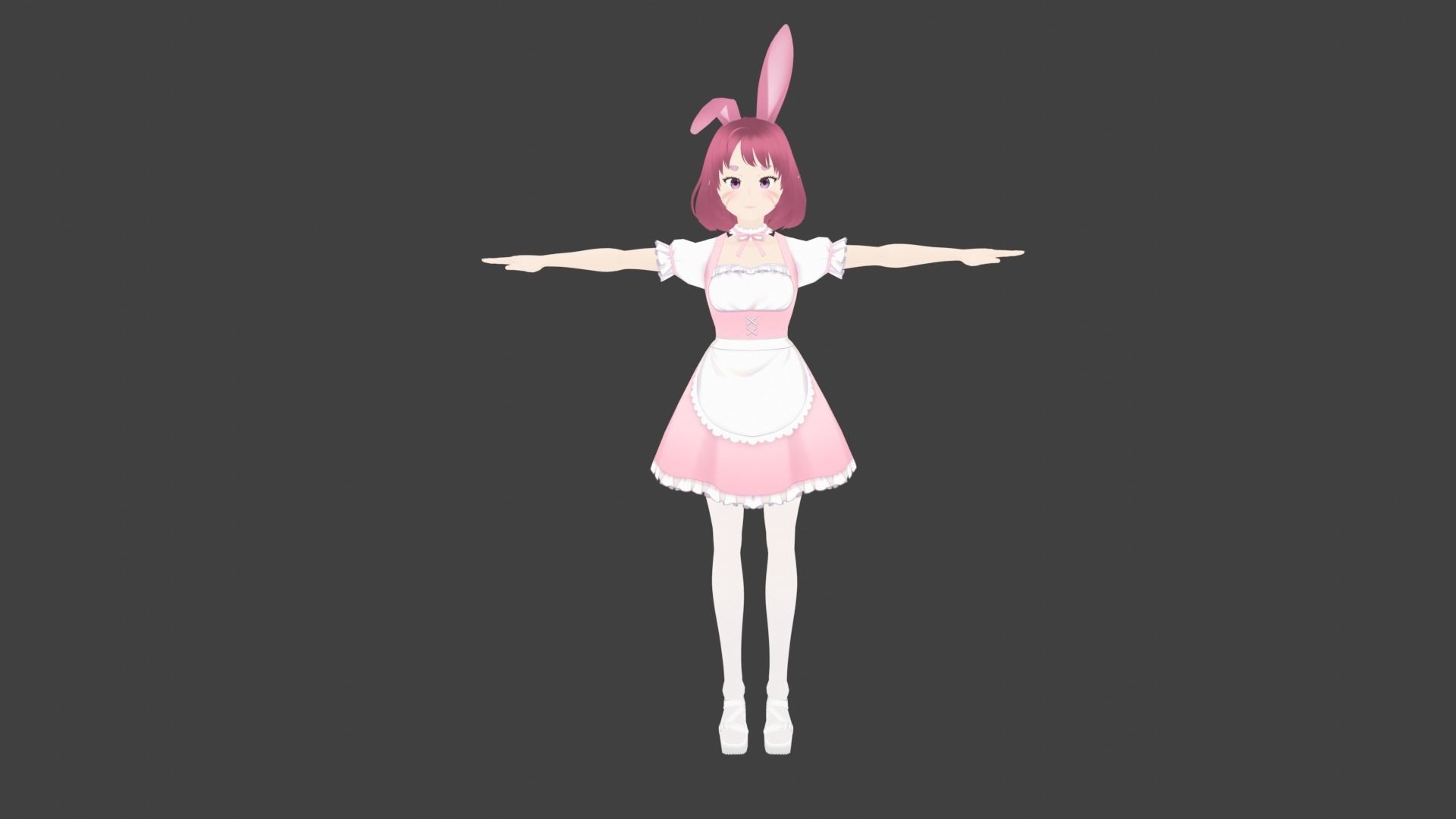 cute anime girl character - Akane Low-poly 3D model_4
