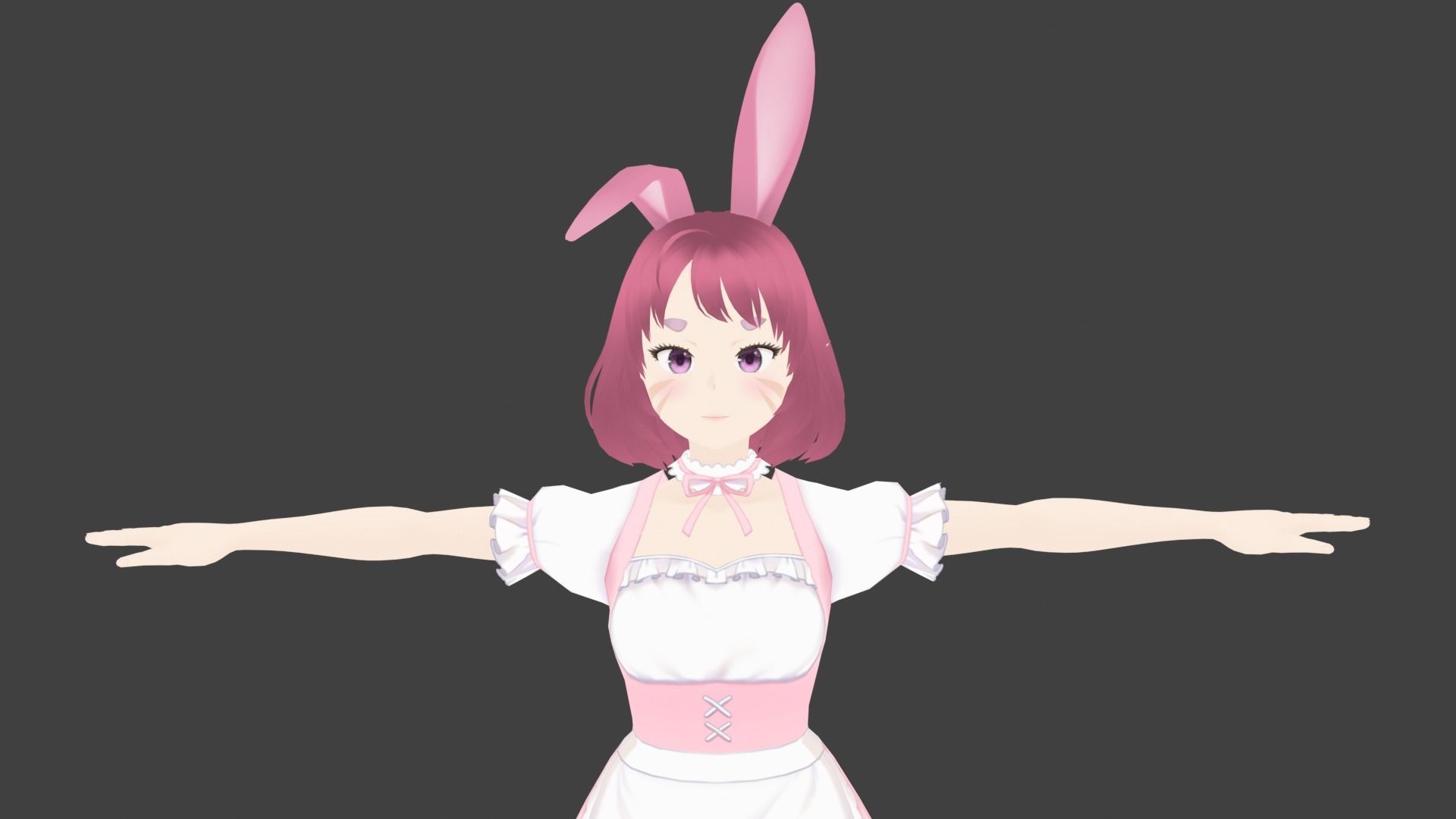 cute anime girl character - Akane Low-poly 3D model_1