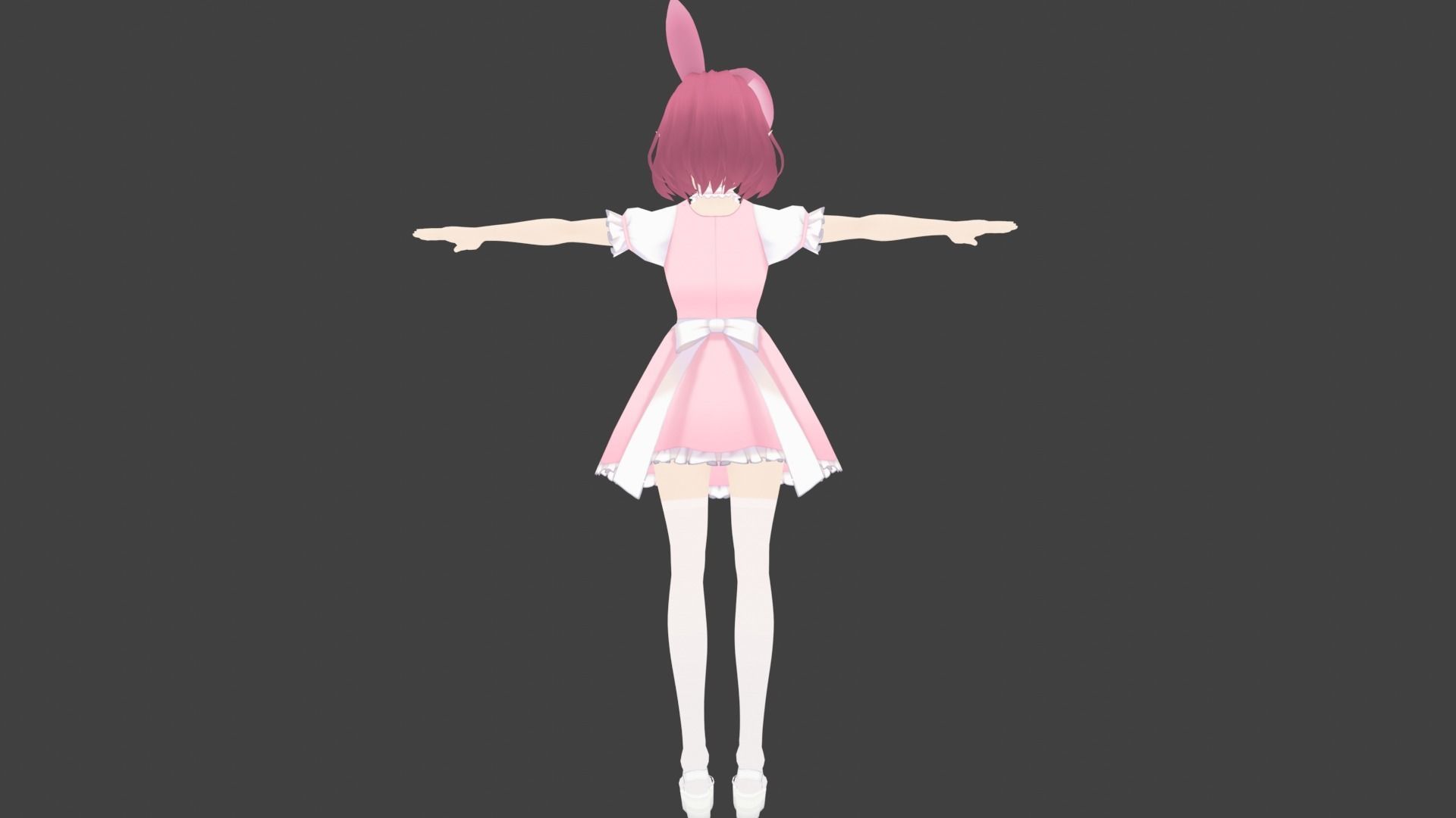 cute anime girl character - Akane Low-poly 3D model_6