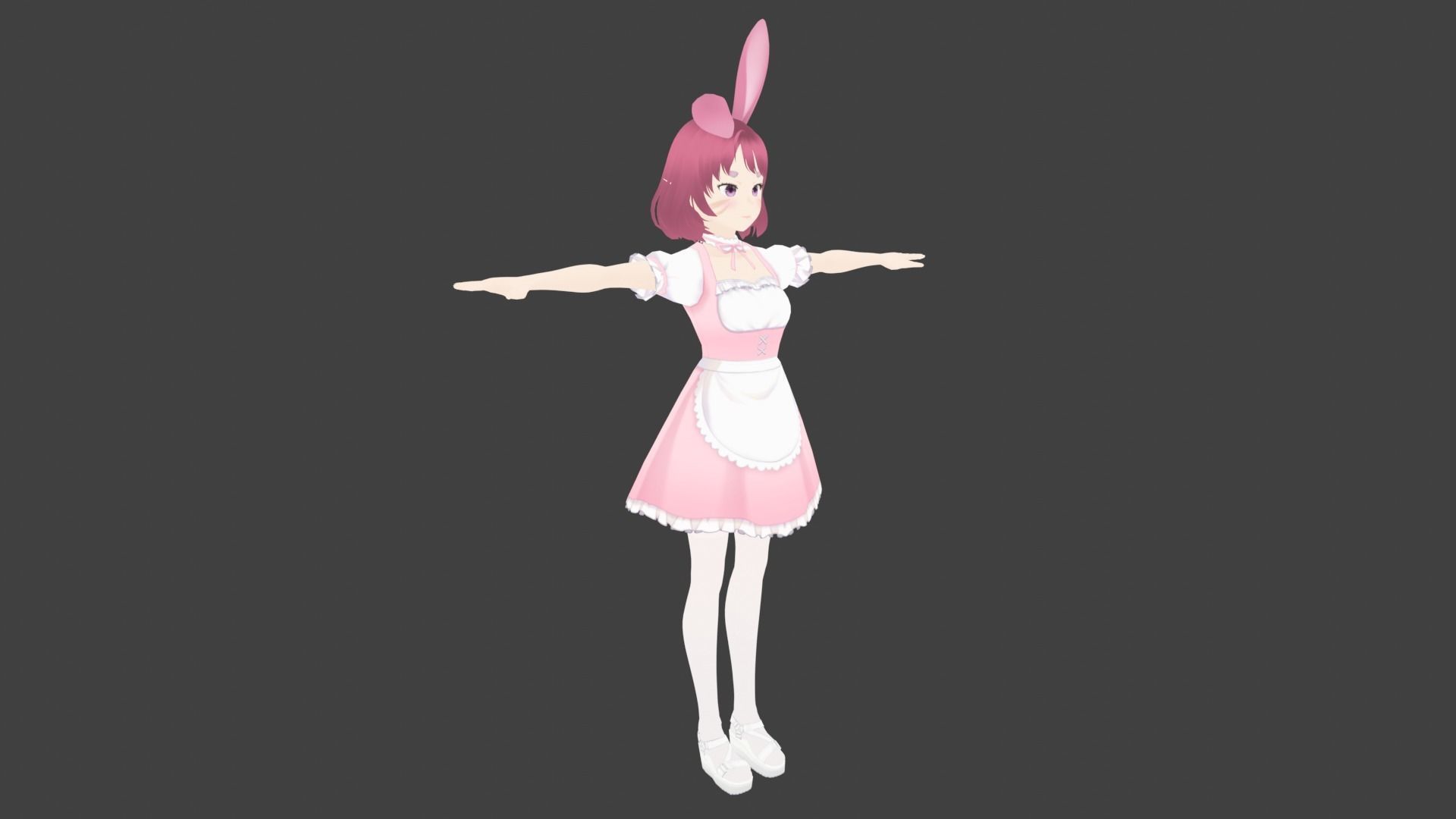 cute anime girl character - Akane Low-poly 3D model_7